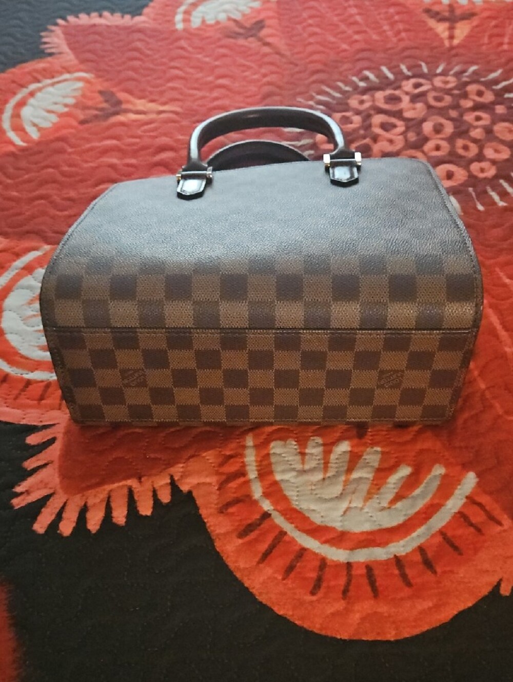 Brown Checkered Satchel Handbag - Picture 5 of 7